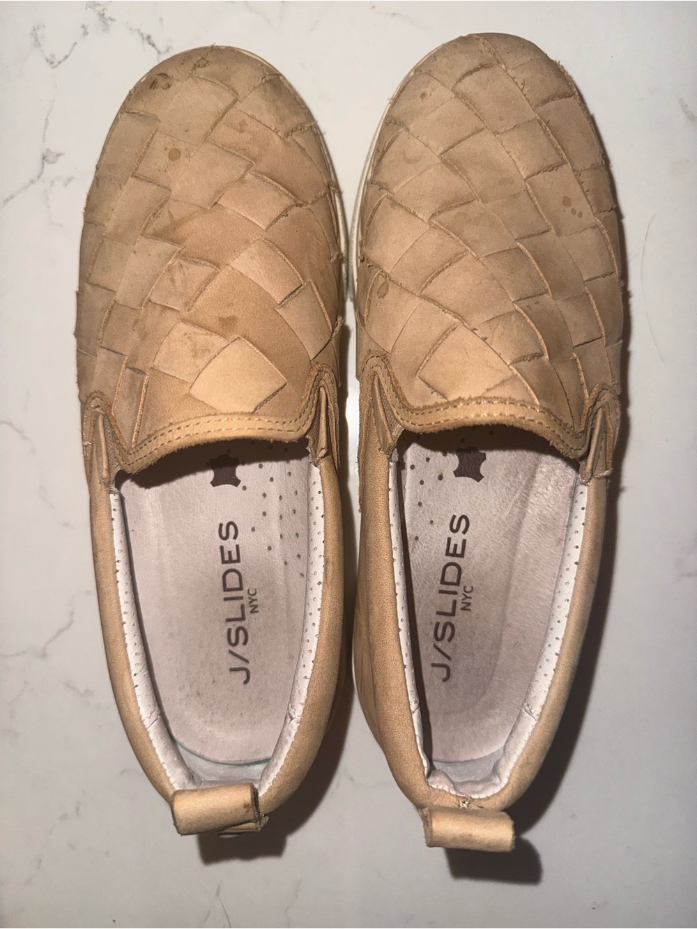 J/SLIDES Kids Tan Woven Slip-On Sneakers